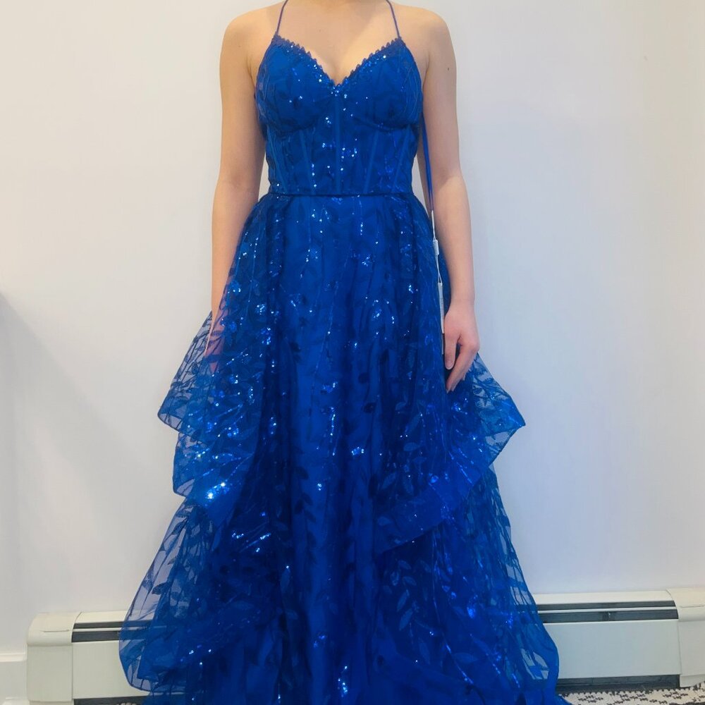 Royal blue sequin prom/formal dress. Brand new with tag. STACEES, size 2